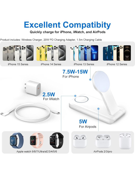 Estación de Carga Inalámbrica 3 en 1 AUATRONNE para Apple