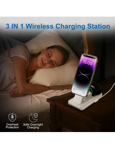 Estación de Carga Inalámbrica 3 en 1 AUATRONNE para Apple