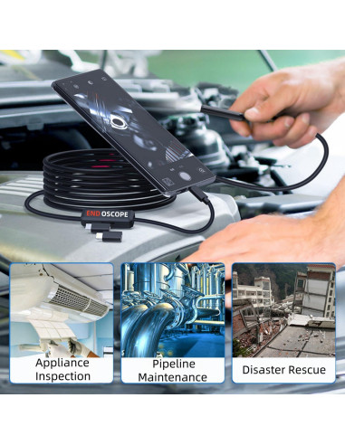 Cámara Endoscopio 1080P HD IP67 con Luz LED 3 en 1