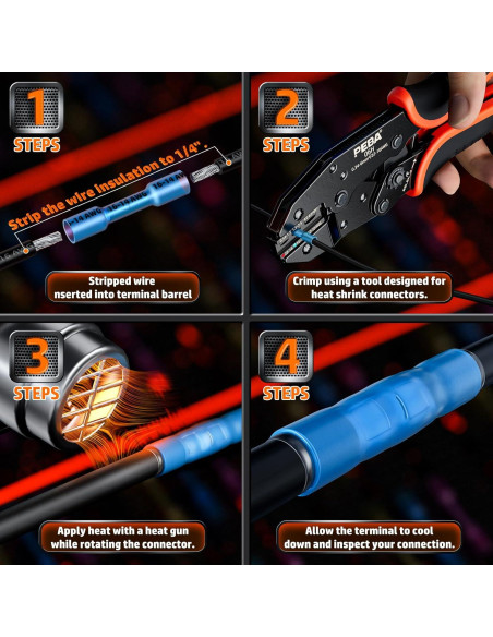 Herramienta de Crimpado PEBA con 110 Conectores Termorretráctiles