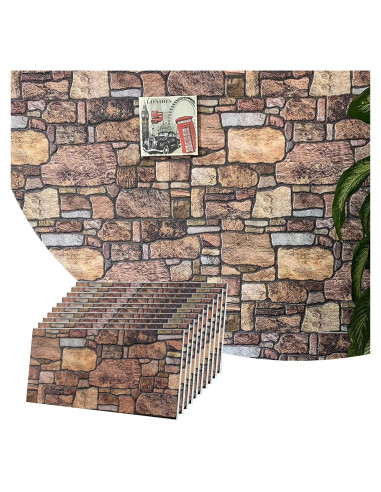 Paneles de Pared 3D Dundee Deco - Piedra Sepia Cobre 5.03 m