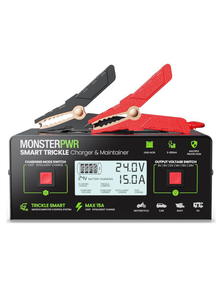 Cargador de Batería Inteligente MonsterPwr 6V-24V 15A