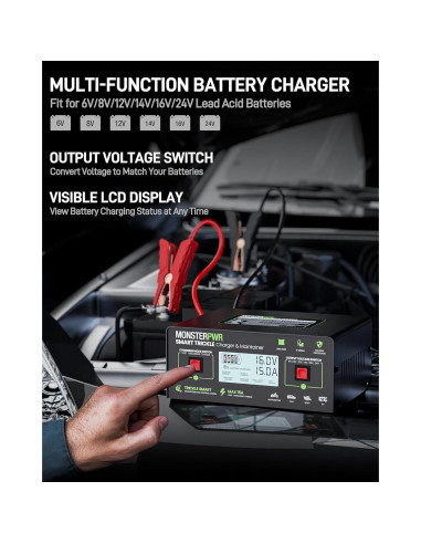 Cargador de Batería Inteligente MonsterPwr 6V-24V 15A