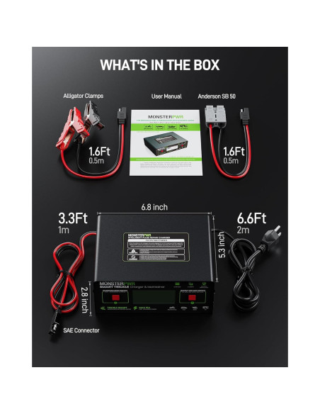 Cargador de Batería Inteligente MonsterPwr 6V-24V 15A