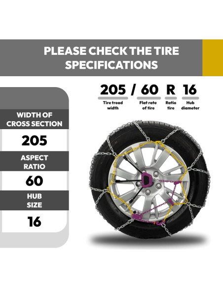 Cadenas de Nieve SNOCATENA SP1550A para Neumáticos 205-265 mm
