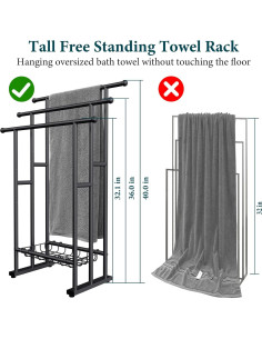 Soporte de Toallas de Pie Kayfia 3 Niveles Acero Negro 2