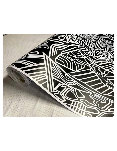 Película de Vinilo Mate Rayas Blancas y Negras Sky Auto 30x150cm