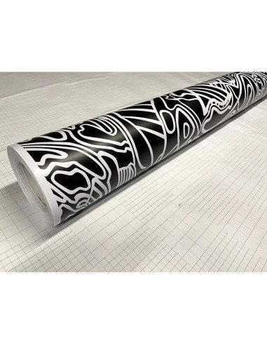 Película de Vinilo Mate Rayas Blancas y Negras Sky Auto 30x150cm