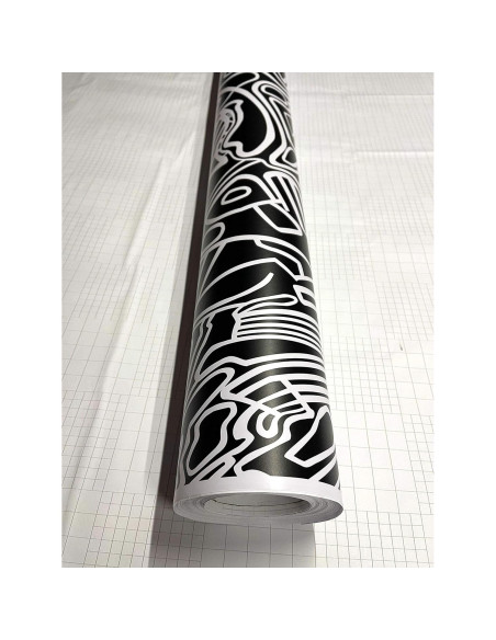 Película de Vinilo Mate Rayas Blancas y Negras Sky Auto 30x150cm