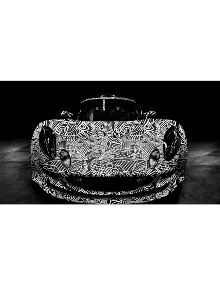 Película de Vinilo Mate Rayas Blancas y Negras Sky Auto 30x150cm