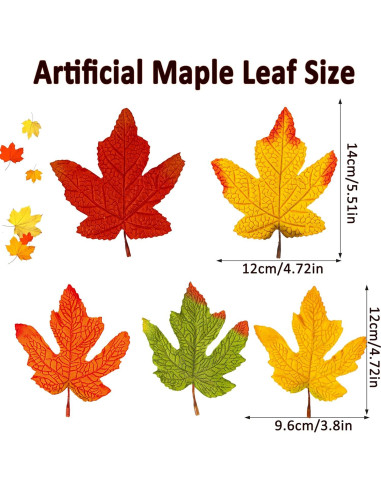 Moon Boat 59PCS Hojas de Arce Artificiales Grandes Otoño