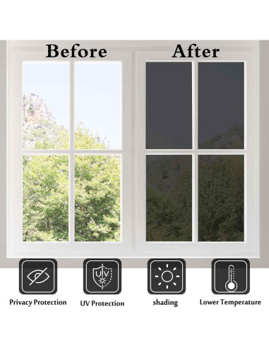 Película de Privacidad para Ventanas Ohmywor 40x200 cm Negra