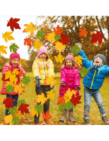 Moon Boat 59PCS Hojas de Arce Artificiales Grandes Otoño