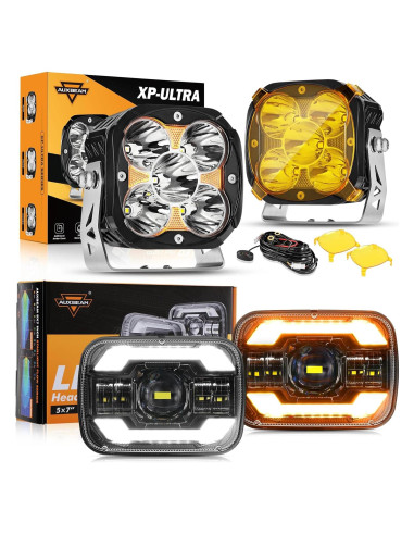 Faros LED Auxbeam 5x7" 12000LM con DRL y Señal de Giro