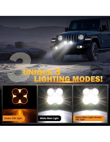 Faros LED Auxbeam 5x7" 12000LM con DRL y Señal de Giro