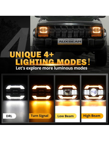 Faros LED Auxbeam 5x7" 12000LM con DRL y Señal de Giro