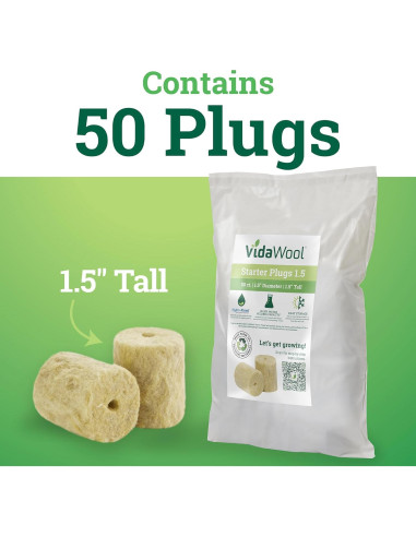 Tapones de Inicio de Semillas VidaWool - 50 Unidades Hidropónicos