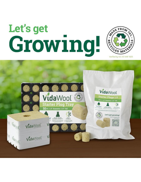 Tapones de Inicio de Semillas VidaWool - 50 Unidades Hidropónicos