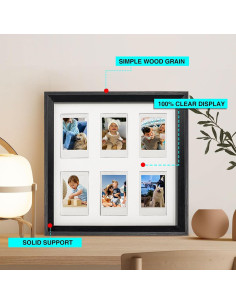 Marco de Madera CAIYOULE para 6 Fotos Instax Mini 5.4x8.6cm Negro 2