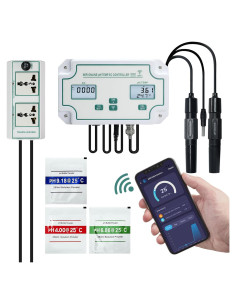 Probador de Calidad de Agua WiFi JuviPerpric 3-en-1 pH/EC/Temp