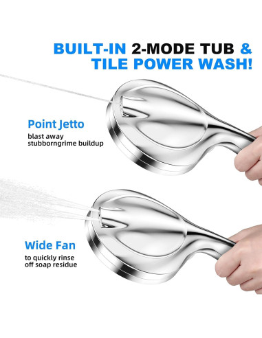 Cabezal de Ducha de Mano PURYT 10 Modos Alta Presión 150 cm