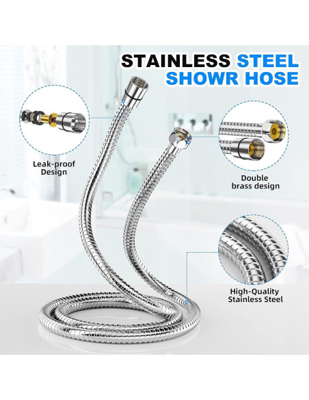 Cabezal de Ducha de Mano PURYT 10 Modos Alta Presión 150 cm