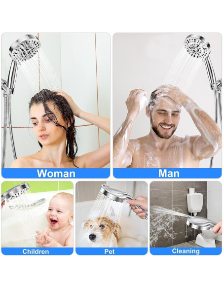 Cabezal de Ducha de Mano PURYT 10 Modos Alta Presión 150 cm