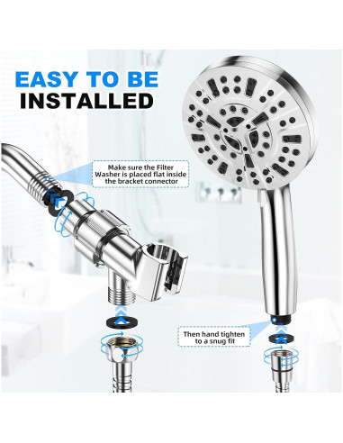 Cabezal de Ducha de Mano PURYT 10 Modos Alta Presión 150 cm