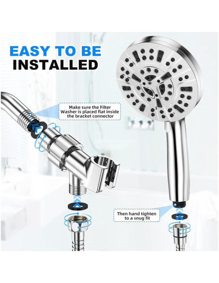 Cabezal de Ducha de Mano PURYT 10 Modos Alta Presión 150 cm