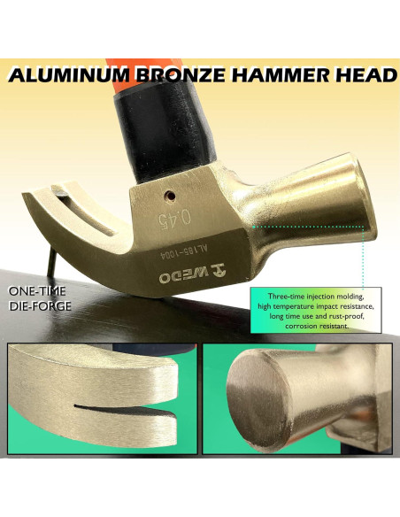 Martillo de Garra No Chispeante WEDO 1.45kg 330mm Bronce Aluminio