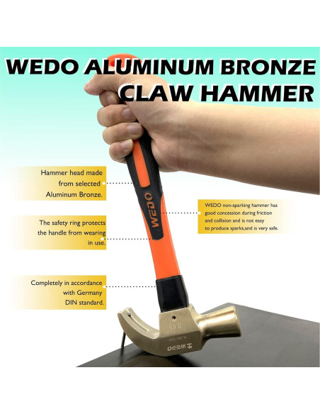 Martillo de Garra No Chispeante WEDO 1.45kg 330mm Bronce Aluminio