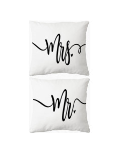 Juego de Fundas de Cojín Voatok 45x45 cm Modernas Mr.&Mrs. White