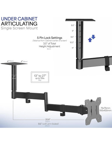 Soporte Articulado para Monitor VIVO MOUNT-VC01A 13-27" Negro