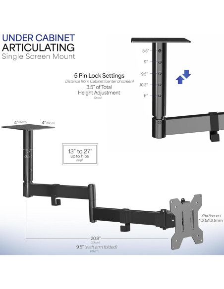 Soporte Articulado para Monitor VIVO MOUNT-VC01A 13-27" Negro