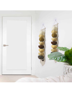 Perchero de Gorras Clysuply de Macramé Beige para 8 Gorras 2