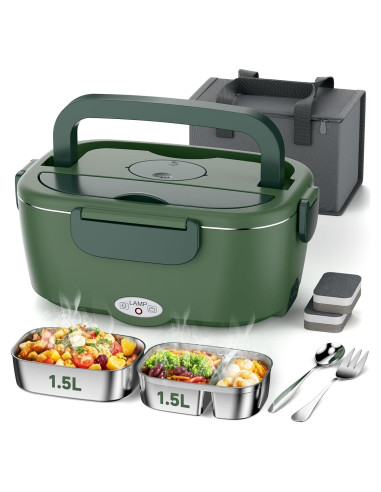 Lonchera Eléctrica Azevix 80W 1.5L Acero Inoxidable Verde