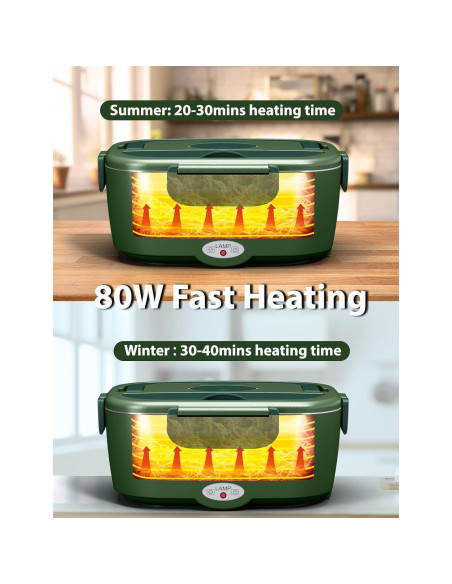 Lonchera Eléctrica Azevix 80W 1.5L Acero Inoxidable Verde