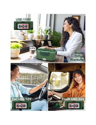 Lonchera Eléctrica Azevix 80W 1.5L Acero Inoxidable Verde