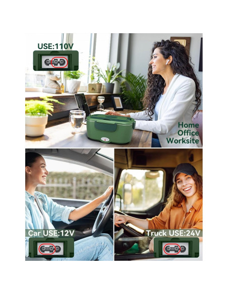 Lonchera Eléctrica Azevix 80W 1.5L Acero Inoxidable Verde