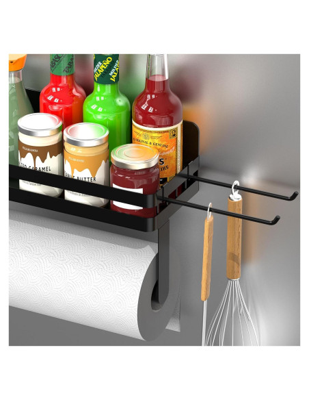 Soporte de Toallas de Papel Magnético YIGII con Estante Negro