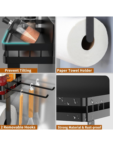 Soporte de Toallas de Papel Magnético YIGII con Estante Negro