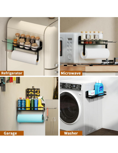 Soporte de Toallas de Papel Magnético YIGII con Estante Negro