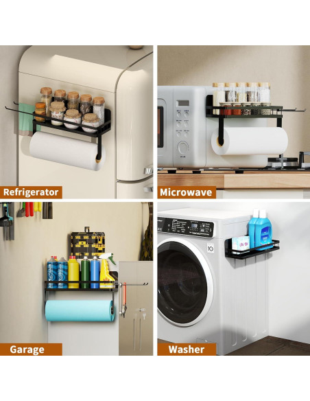 Soporte de Toallas de Papel Magnético YIGII con Estante Negro