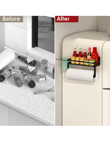 Soporte de Toallas de Papel Magnético YIGII con Estante Negro