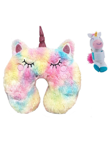 Juego de Almohada de Viaje de Cuello Top Trenz Unicornio
