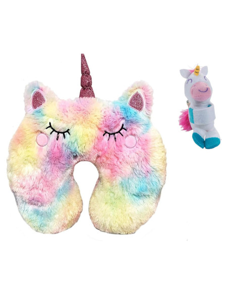 Juego de Almohada de Viaje de Cuello Top Trenz Unicornio