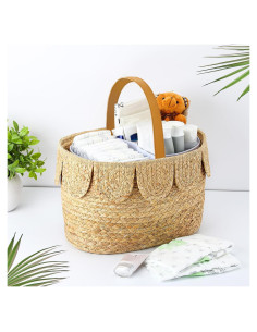 Organizador de Pañales Cinnvoice Ovalado Madera 17.8x34.3 cm