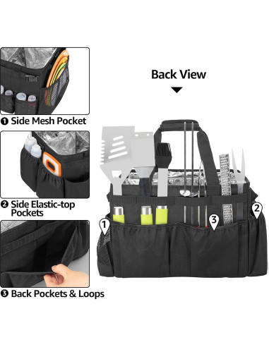 Caddy Grande para Utensilios de Parrilla HODRANT Negro 40x26x28cm