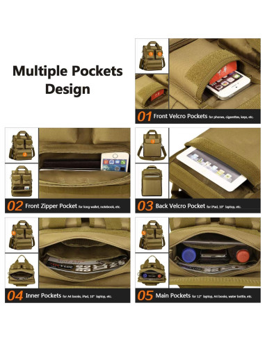 Maletín Táctico CamGo para Laptop 26x34x12 cm Negro