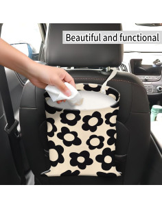 Basurero de Coche AUEKLLW Boho Floral Negra 30x24 cm 2